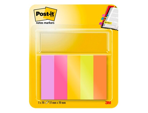 POST-IT - BLOC DE NOTAS ADHESIVAS QUITA Y PON MININOTAS ENERGETIC COLOUR 15 X 50 MM 50 HOJAS PACK DE 5 UNIDADES (Ref.7100259441)