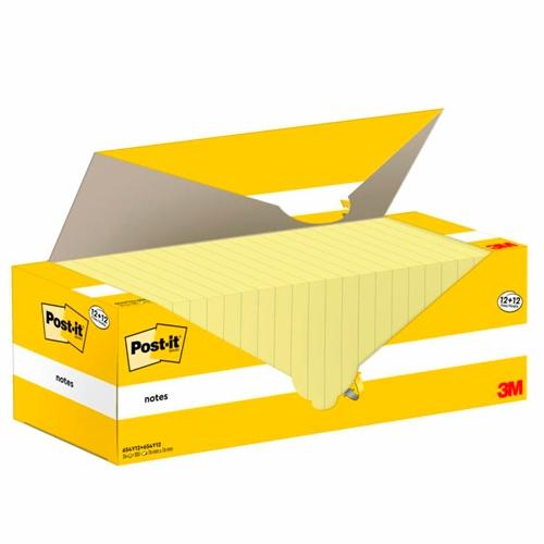 POST-IT - BLOCS NOTAS 654 CANARY YELLOW 76X76 PACK 12 + 12 -24U- (Ref.654Y12P)