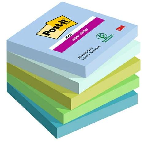 POST-IT - BLOCS NOTAS SUPER STICKY 90 HOJAS COLORES LUGARES OSASIS 76X76 5 BLOCS (Ref.654-5SS-OAS-EU)