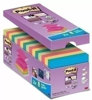 POST-IT - NOTAS ADHESIVAS 90h Z NOTES 76x76 (R330) SUPER STICKY COLORES SURTIDOS PACK DE 16 (14+2) (Ref.R330-SS-VP16-EU)