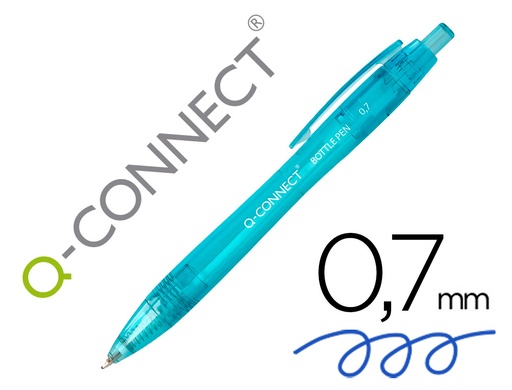 Q-CONNECT - BOLIGRAFO RETRACTIL DE PLASTICO RECICLADO 0,7 MM TINTA COLOR AZUL (Ref.KF15001)