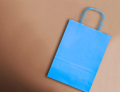 Q-CONNECT - BOLSA PAPEL CELULOSA CELESTE M CON ASA RETORCIDA 270X370X12 MM (Ref.KF03753)