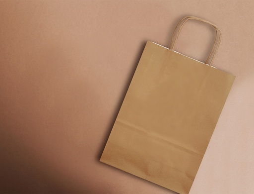 Q-CONNECT - BOLSA PAPEL CELULOSA NATURAL LISO L CON ASA RETORCIDA 320X400X14 MM (Ref.KF03755)