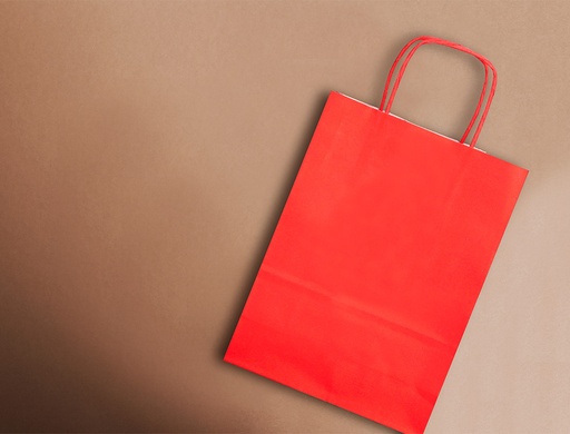 Q-CONNECT - BOLSA PAPEL CELULOSA ROJO S CON ASA RETORCIDA 240X320X10 MM (Ref.KF03746)