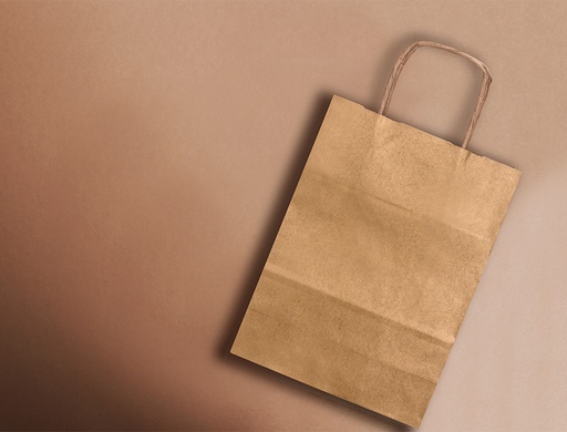 Q-CONNECT - BOLSA PAPEL KRAFT NATURAL LISO XS CON ASA RETORCIDA 180X240X80 MM (Ref.KF03737)