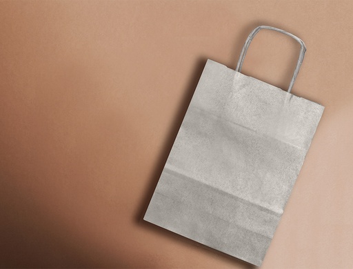 Q-CONNECT - BOLSA PAPEL KRAFT PLATA L CON ASA RETORCIDA 320X400X14 MM (Ref.KF03757)
