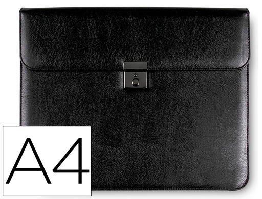 Q-CONNECT - CARTERA DOCUMENTOS NEGRA 370X300 MM CON 2 BOLSAS INTERIORES (Ref.80-825)
