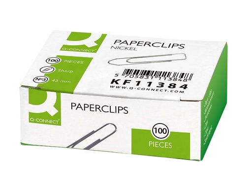 Q-CONNECT - CLIPS NIQUELADOS N 3 PICOS 43 MM PUNTA CAJA DE 100 UNIDADES (Ref.KF11384)