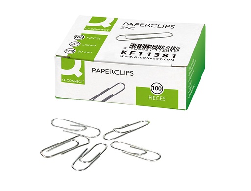 Q-CONNECT - CLIPS ZINC N 4 LABIADOS 50 MM CAJA DE 100 UNIDADES (Ref.KF11381)