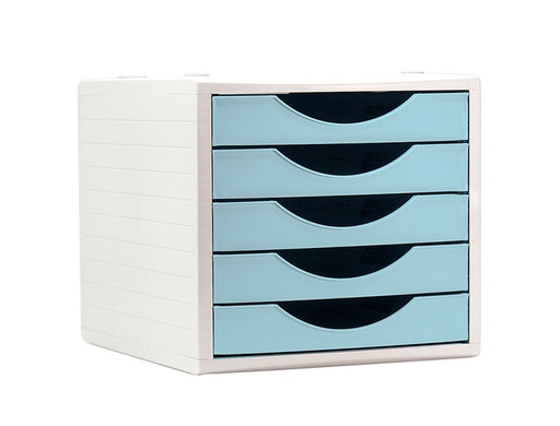 Q-CONNECT - FICHERO CAJONES DE SOBREMESA 5 CAJONES COLOR AZUL PASTEL 270X340X260 MM (Ref.KF11533)
