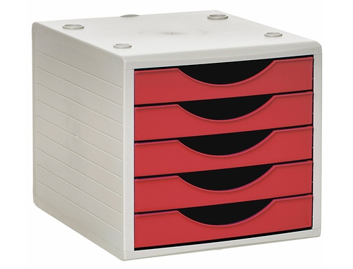 Q-CONNECT - FICHERO CAJONES DE SOBREMESA 5 CAJONES COLOR ROJO OPACO 270X340X260 MM (Ref.KF11532)