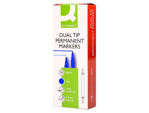 Q-CONNECT - ROTULADOR MARCADOR PERMANENTE DOBLE PUNTA COLOR AZUL 0,4 MM Y 1 MM (Ref.KF11344)
