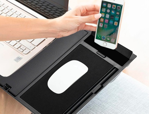 Q-CONNECT - SOPORTE ANCHO PARA PORTATIL MOVIL RATON HASTA 17" AJUSTABLE 7 ANGULOS DIFERENTES COLOR NEGRO (Ref.KF14471)