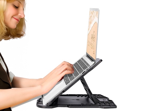 Q-CONNECT - SOPORTE PARA PORTATIL HASTA 17" AJUSTABLE 7 ANGULOS DIFERENTES COLOR NEGRO 260X280X60 MM (Ref.KF14469)