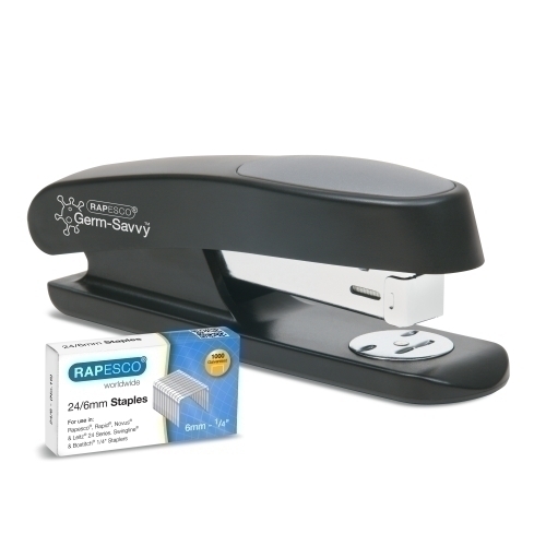 RAPESCO - GRAPADORA ANTIBACTERIANO STING RAY (20h) (incluye 1000 grapas 24/6mm) NEGRO (Ref.1482)