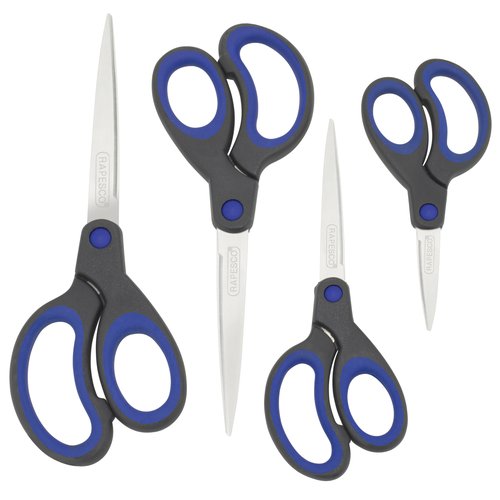 RAPESCO - TIJERAS CON MANGO SUAVE VARIOS TAMAÑOS PAQUETE de 4 AZUL (Ref.1578)