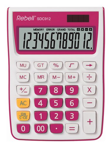 REBELL - CALCULADORA SOBREMESA 12 DIGITOS SDC-912 ROSA (Ref.RE-SDC912PK BX)