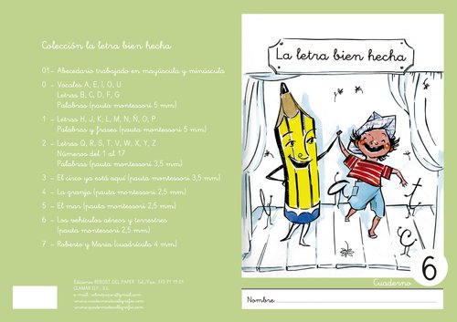REBOST - CUADERNO (CAS.) LA LETRA BIEN HECHA "MINUSCULAS" Nº 6 (Ref.MIN.Nº6)