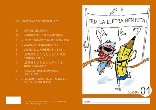 REBOST - CUADERNO (CAT.) FEM LA LLETRA BEN FETA "MAJUSCULAS" Nº 01 (Ref.MAY.Nº01-CAT)