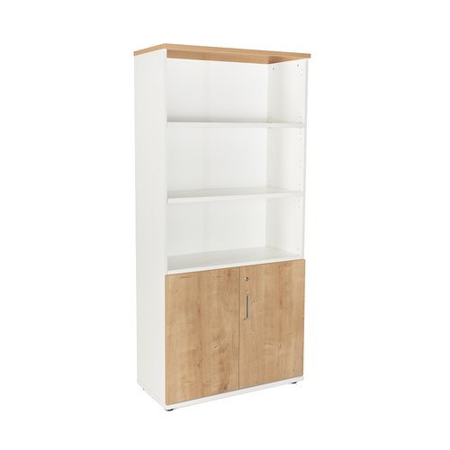 ROCADA - ARMARIO CON PUERTAS BAJAS 195x90x45 ESTRUCTURA BLANCO Y TAPA ROBLE (Ref.1103AW08)