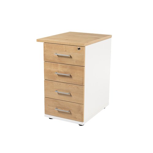 ROCADA - CAJONERA 47x60x72 con 4 CAJONES ESTRUCTURA BLANCO FRONTALES ROBLE (Ref.4005AW08)