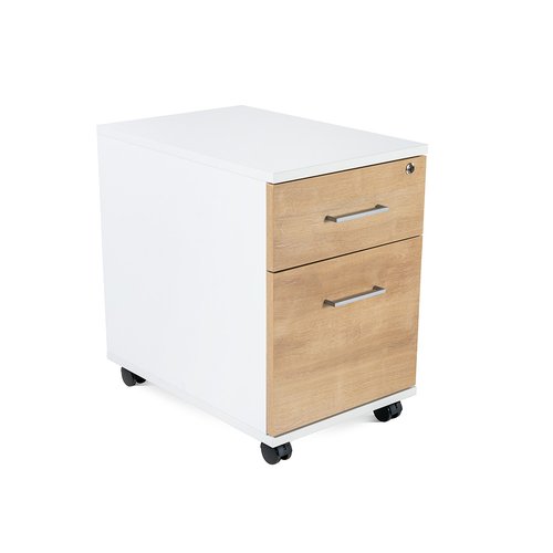 ROCADA - CAJONERA con RUEDAS 40x59,5x58 con 1 CAJON + CARPETERO ESTRUCTURA BLANCO FRONTALES ROBLE (Ref.4004AW08)