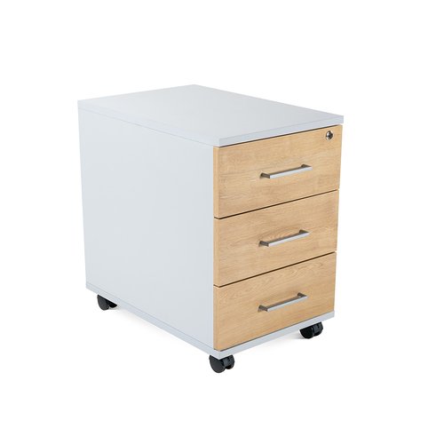 ROCADA - CAJONERA con RUEDAS 40x59,5x58 con 3 CAJONES ESTRUCTURA ALUMINIO FRONTALES ROBLE (Ref.4003AB08)