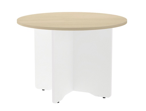ROCADA - MESA DE REUNION REDONDA ESTRUCTURA MADERA EN ASPAS COLOR BLANCO TABLERO HAYA 100CM DIAMETRO (Ref.3005AW01)