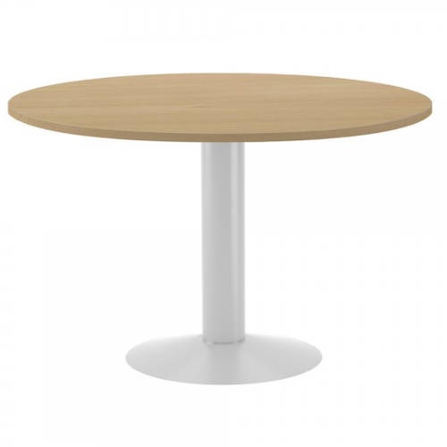 ROCADA - MESA DE REUNIONES REDONDA 120CM DE DIAMETRO. ALTURA 72CM. COLOR: PATA METALICA BLANCA / TABLERO ROBLE (Ref.3006ATW08)