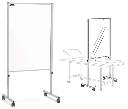ROCADA - PANEL DE SEPARACION 100x85 ACRILICO 3 mm. CON RUEDAS Y REGULABLE EN ALTURA (Ref.COV-CAM80)