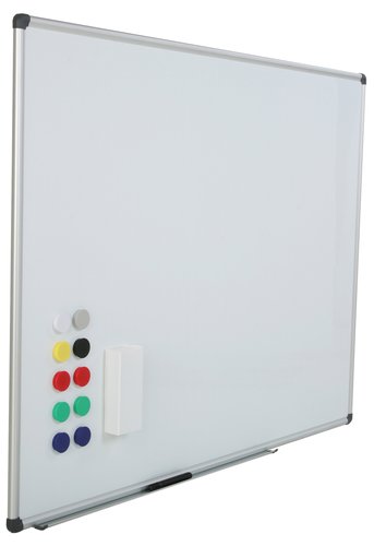 ROCADA - PIZARRA BLANCA MAGNETICA VITRIFICADA MARCO ALUMINIO 120x200 cm con CAJETIN (Ref.RD-6511)
