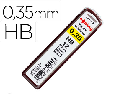 ROTRING - ESTUCHE DE 12 MINAS 0,35MM DUREZA HB (Ref.S0312410)