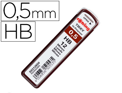 ROTRING - ESTUCHE DE 12 MINAS 0,5MM DUREZA HB (Ref.S0312650)