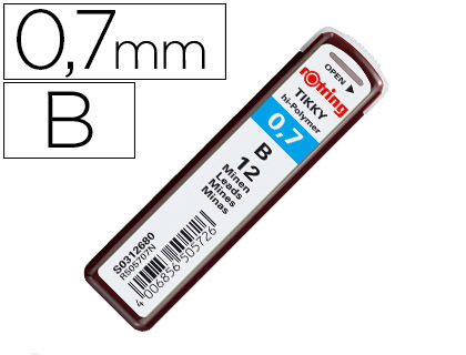 ROTRING - ESTUCHE DE 12 MINAS 0,7MM DUREZA B (Ref.S0312680)