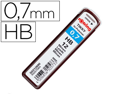 ROTRING - ESTUCHE DE 12 MINAS 0,7MM DUREZA HB (Ref.S0312690)