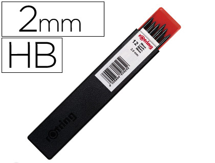 ROTRING - ESTUCHE DE 12 MINAS 2,00MM DUREZA HB (Ref.S0230451)