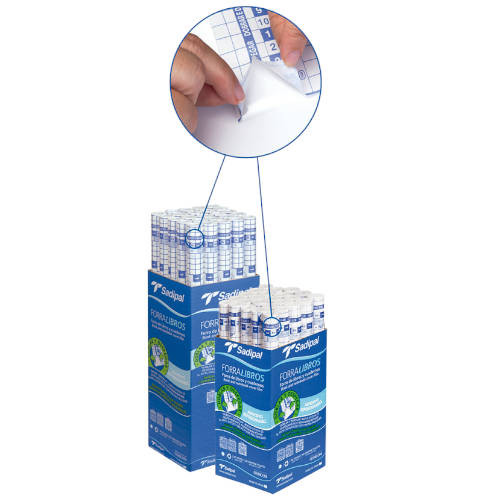 SADIPAL - FORRO DE LIBROS 80 MICRAS ADHESIVO REPOSICIONABLE 0,45 X 2 M (Ref.12876)