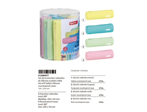 SAFTA - SET DE 8 PORTATODOS REDONDOS SILICONA COLORES SURTIDOS (Ref.312089977)