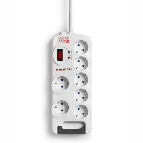 SALICRU - Regleta SPS SAFE 7 - Protectores eléctricos activos de última generación (7 Tomas Schuko) (Ref.680BA000006)