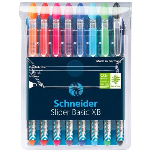 SCHNEIDER - BOLÍGRAFO SLIDER BASIC XB PUNTA GRUESA COLORES SURTIDOS -ESTUCHE 8U- (Ref.SH151298)