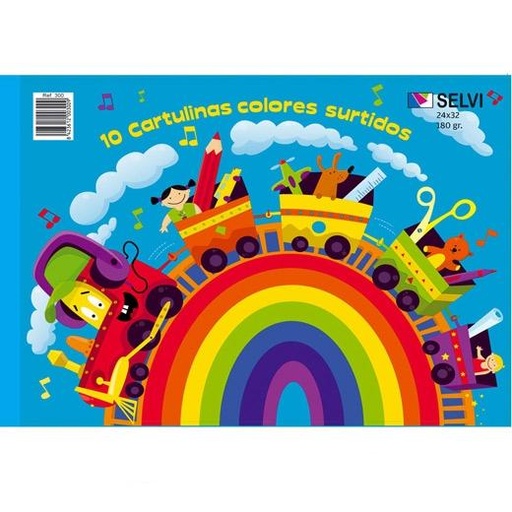 SELVI - CUADERNO PARA MANUALIDADES CON 10 CARTULINAS 24X32CM 180GR COLORES SURTIDOS (Ref.300)