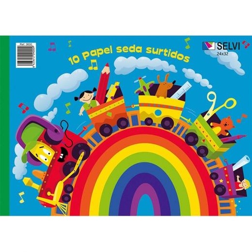 SELVI - CUADERNO PARA MANUALIDADES CON 10 PLIEGOS DE PAPEL SEDA 24X32CM COLORES SURTIDOS (Ref.3600)