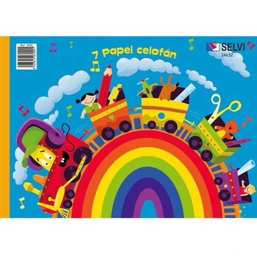 SELVI - CUADERNO PARA MANUALIDADES CON 7 PLIEGOS DE PAPEL CELOFÁN 24X32CM COLORES SURTIDOS (Ref.3400)