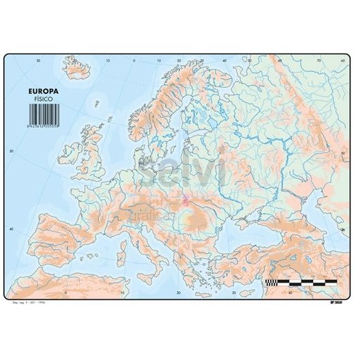 SELVI - MAPA MUDO FÍSICO DE EUROPA A4 -50U- (Ref.505)