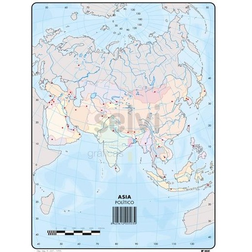 SELVI - MAPA MUDO POLÍTICO DE ASIA A4 -50U- (Ref.503)