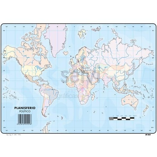 SELVI - MAPA MUDO POLÍTICO DEL MUNDO A4 -50U- (Ref.509)
