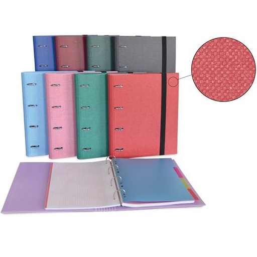 SENFORT - EXPOSITOR 8 CARPETAS RINGBOOK 4 ANILLAS 30MM 120H A4 C/SEPARADORES FORRADO COTTON C/SURTIDOS (Ref.1730040E)