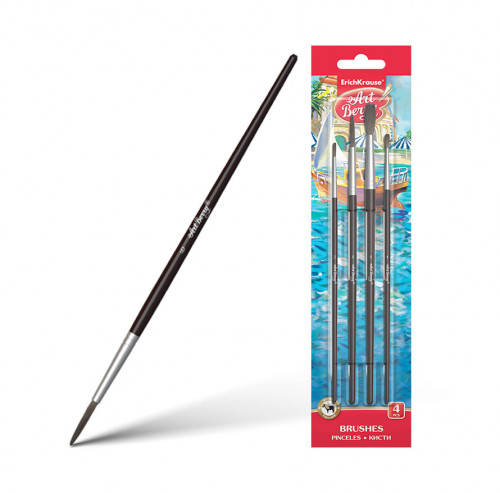 SET PINCELES PARA ACUARELAS Y TEMPERAS, PELO DE CABALLO, 4 UDS. ARTBERRY (Ref.36123)