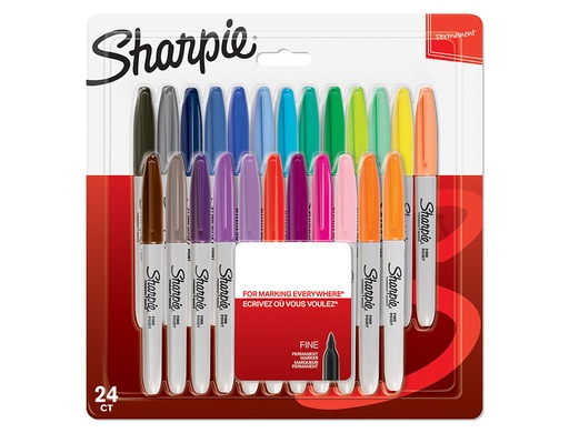 SHARPIE - MARCADOR PERMANENTE FINE 0,9MM SURTIDOS PUNTA REDONDA BLISTER -24U- (Ref.2065405)