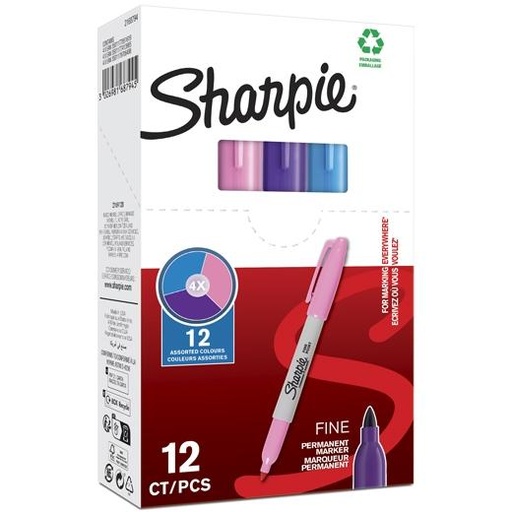 SHARPIE - MARCADOR PERMANENTE FINE F C/SURTIDOS ROSA/MORADO/TURQUESA (Ref.2168794)